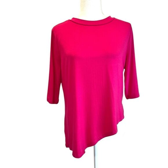 ELOQUII Asymmetrical Hem Elbow Sleeve Tee Pink Size 14/16 - Picture 2 of 8